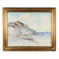 Robert Wesley Amick Original Framed Coastal Watercolor Painting (33.5" x 27.5")