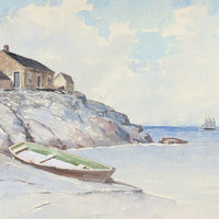 Robert Wesley Amick Original Framed Coastal Watercolor Painting (33.5" x 27.5")