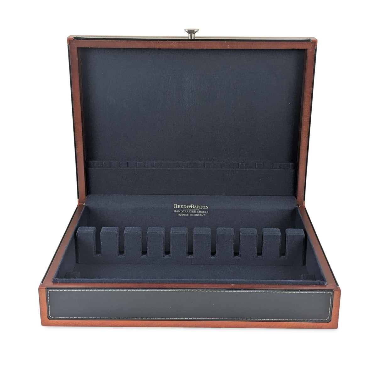 Reed & Barton Adams Black Faux Leather/Wood Flatware Chest