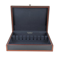 Reed & Barton Adams Black Faux Leather/Wood Flatware Chest