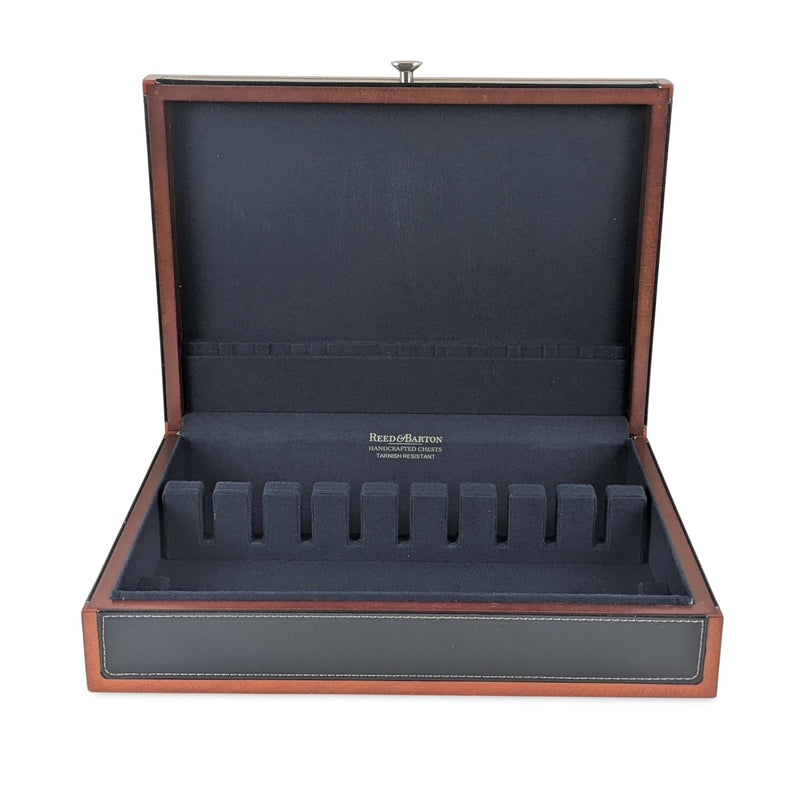 Reed & Barton Adams Black Faux Leather/Wood Flatware Chest