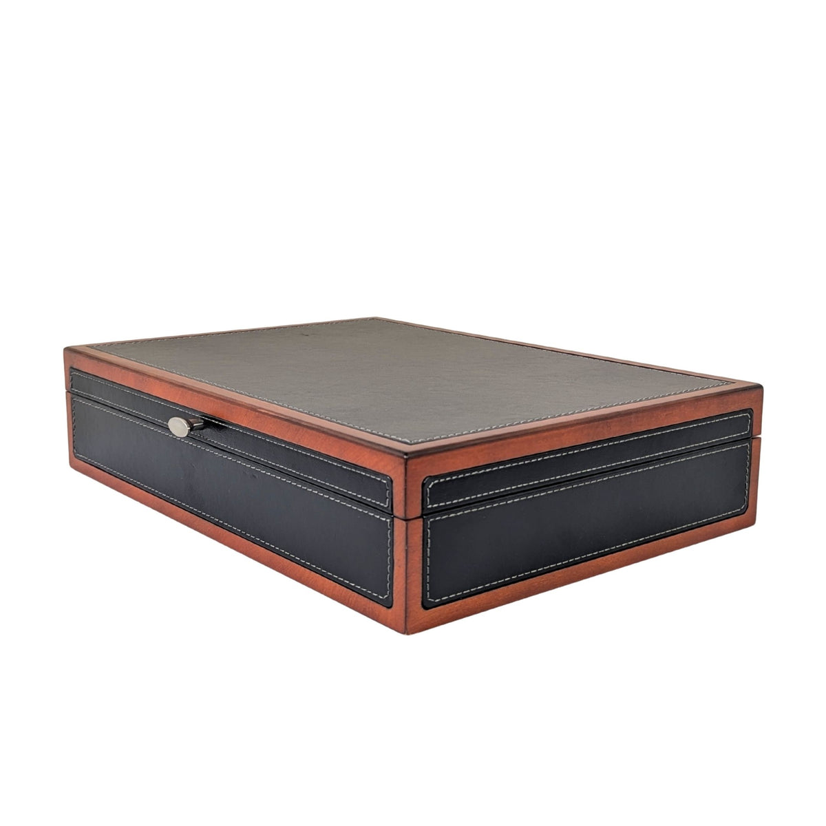 Reed & Barton Adams Black Faux Leather/Wood Flatware Chest