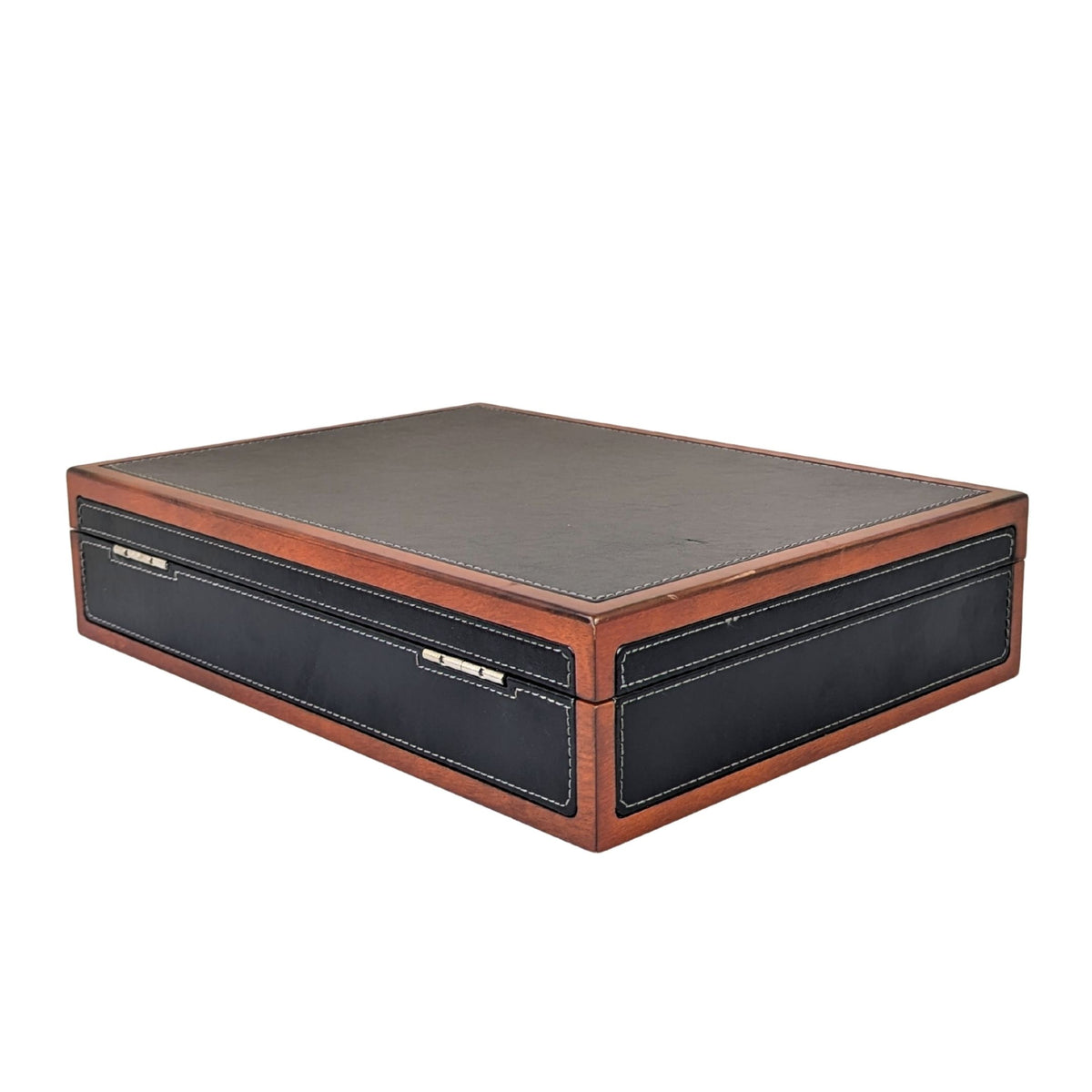 Reed & Barton Adams Black Faux Leather/Wood Flatware Chest