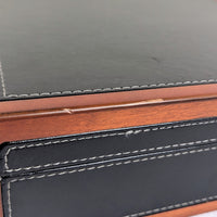 Reed & Barton Adams Black Faux Leather/Wood Flatware Chest