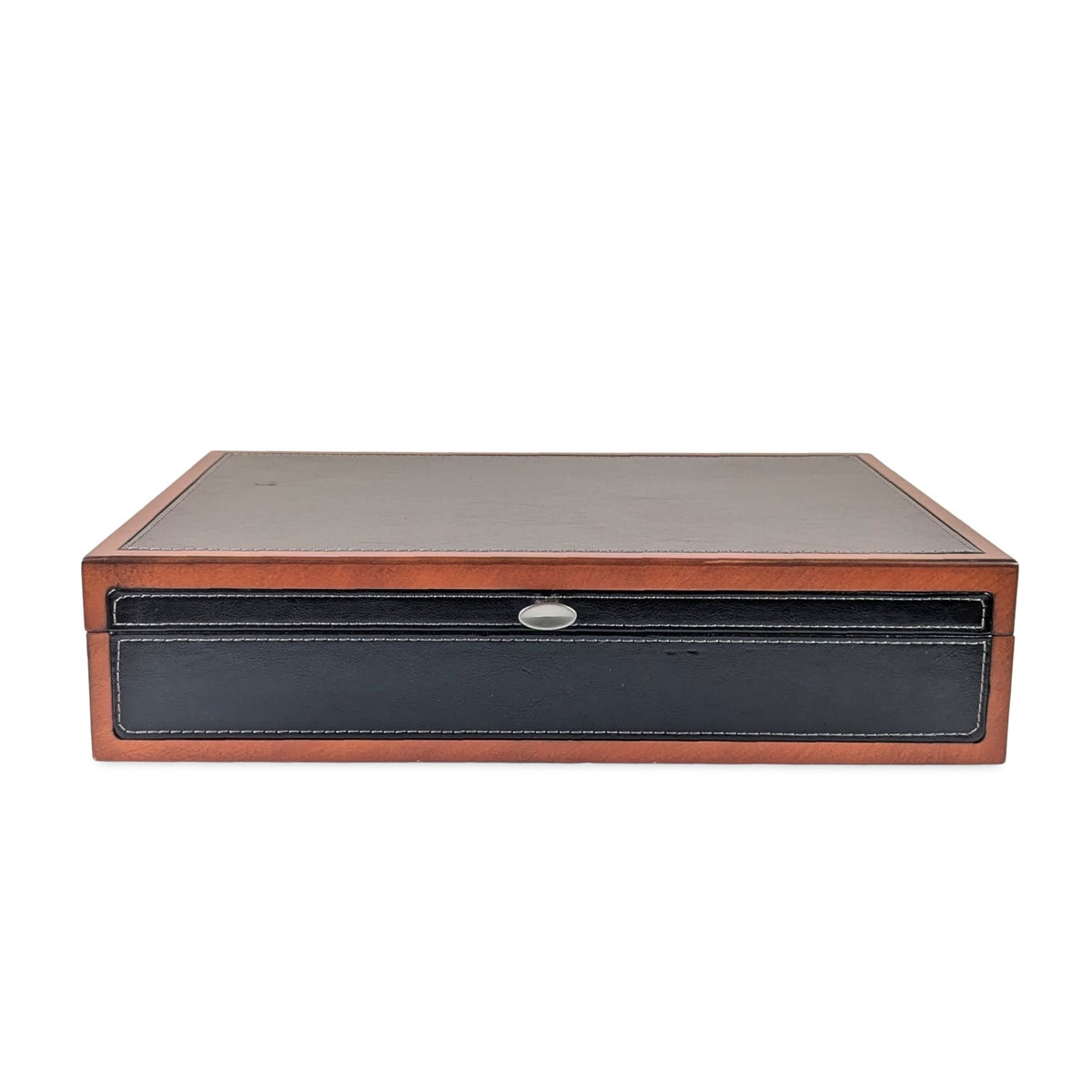 Reed & Barton Adams Black Faux Leather/Wood Flatware Chest