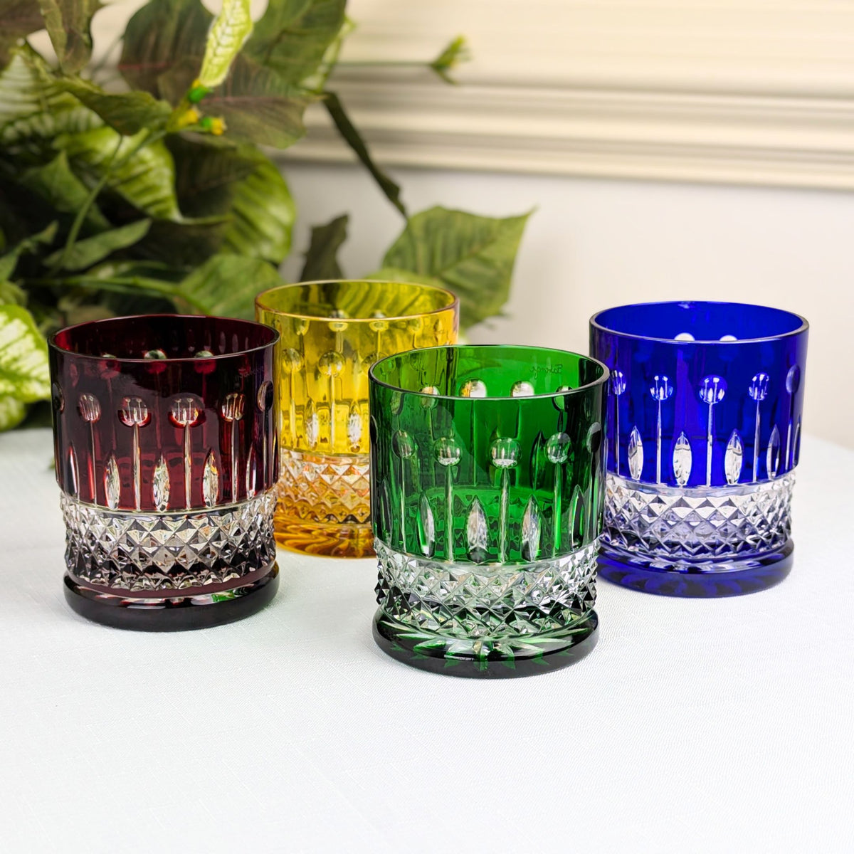 Fabergé "Xenia" Multicolor Cut to Clear Crystal Double Old Fashioned Glasses (4)