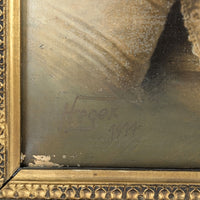 Antique Late Victorian / Edwardian Portrait Painting in Ornate Gilded Frame