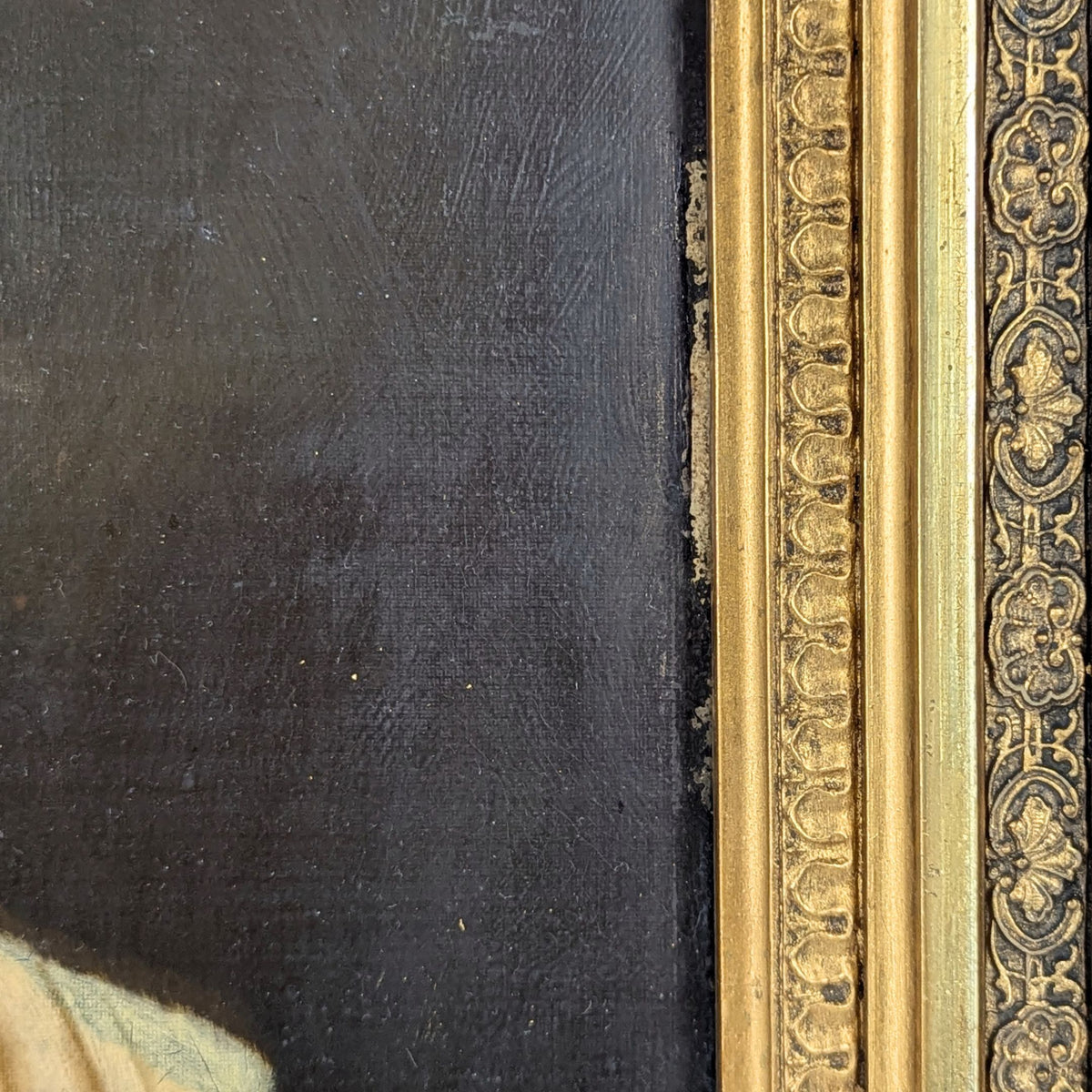 Antique Late Victorian / Edwardian Portrait Painting in Ornate Gilded Frame
