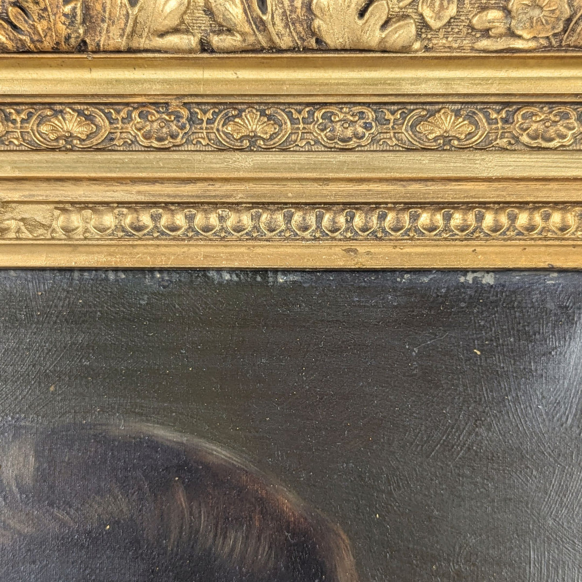 Antique Late Victorian / Edwardian Portrait Painting in Ornate Gilded Frame
