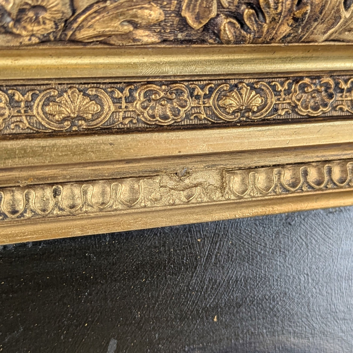 Antique Late Victorian / Edwardian Portrait Painting in Ornate Gilded Frame
