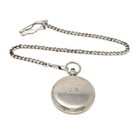 WWII 1941 US Army Wittnauer Watch Style Brass Pocket Compass W/ Chain