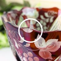 Mid-Century West German Ruby Cut-to-Clear Glass Mantle Luster W/ Crystal Prisms