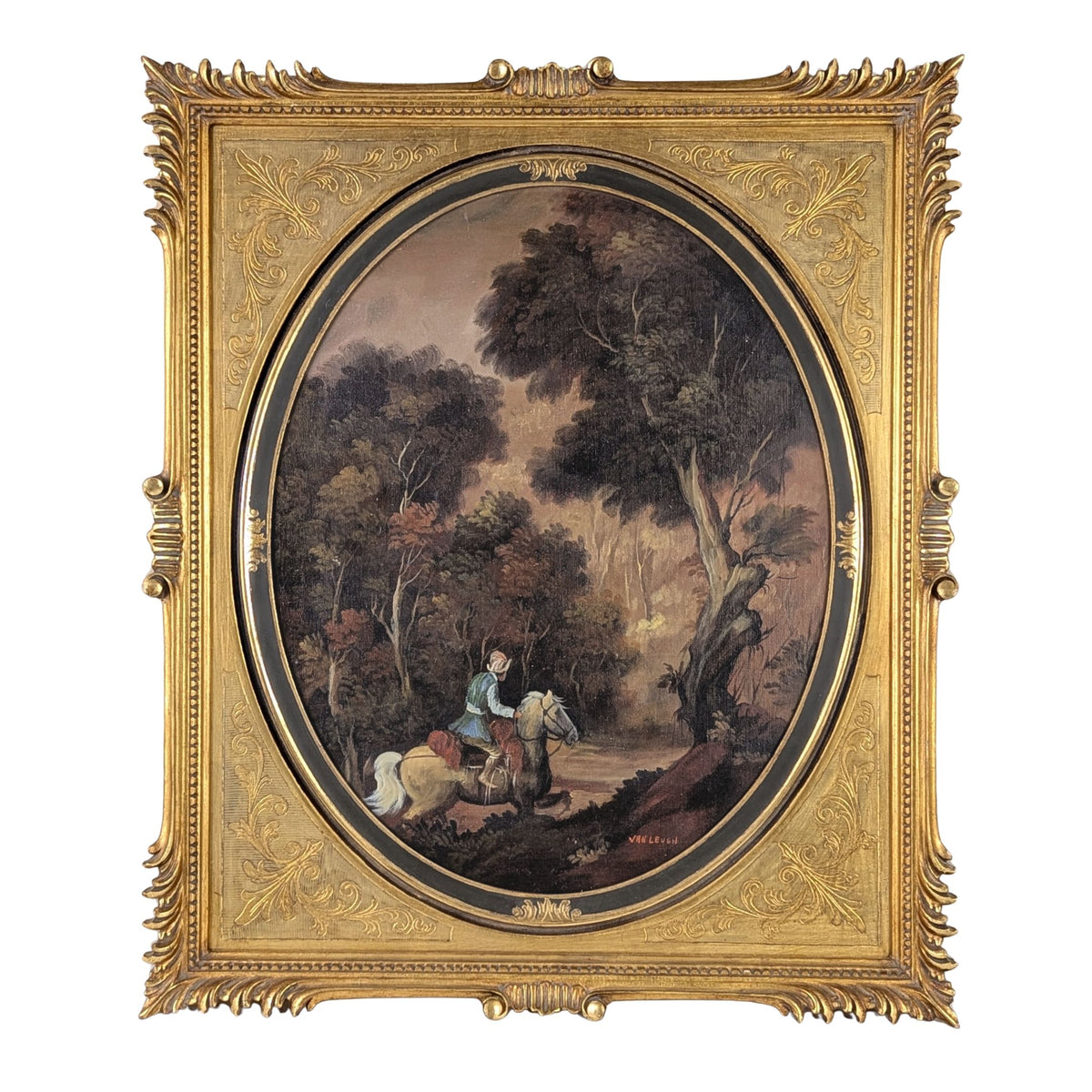 Pair of Framed Italianate Classical Landscape Oil Paintings, Signed Van Leuen
