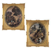 Pair of Framed Italianate Classical Landscape Oil Paintings, Signed Van Leuen