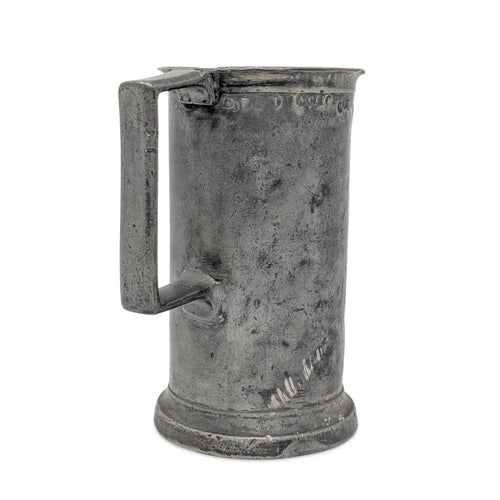 Antique 19th c. French Pewter 1 Litre Tankard, Amiens Hallmarked, 7 1/8"