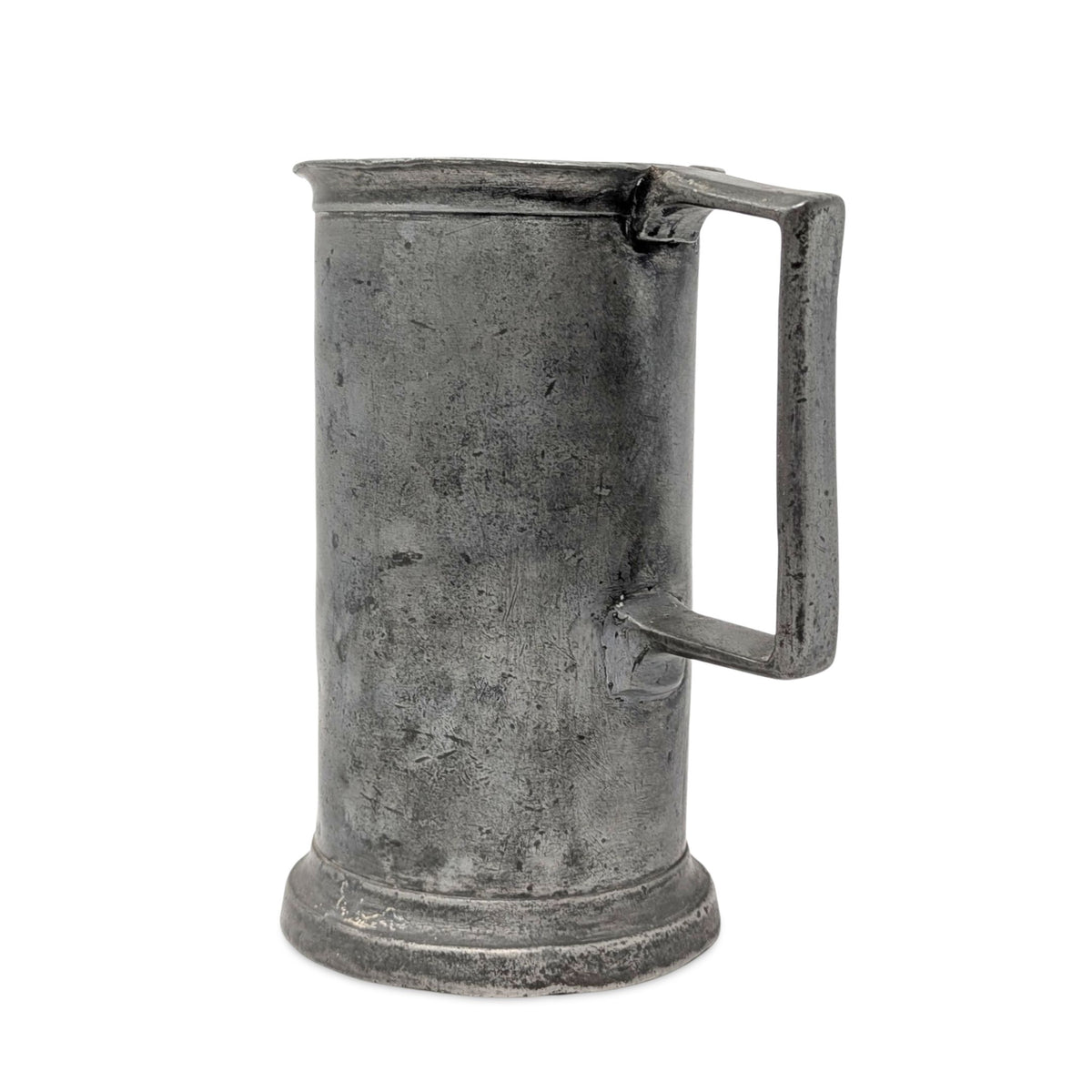 Antique 19th c. French Pewter 1 Litre Tankard, Amiens Hallmarked, 7 1/8"