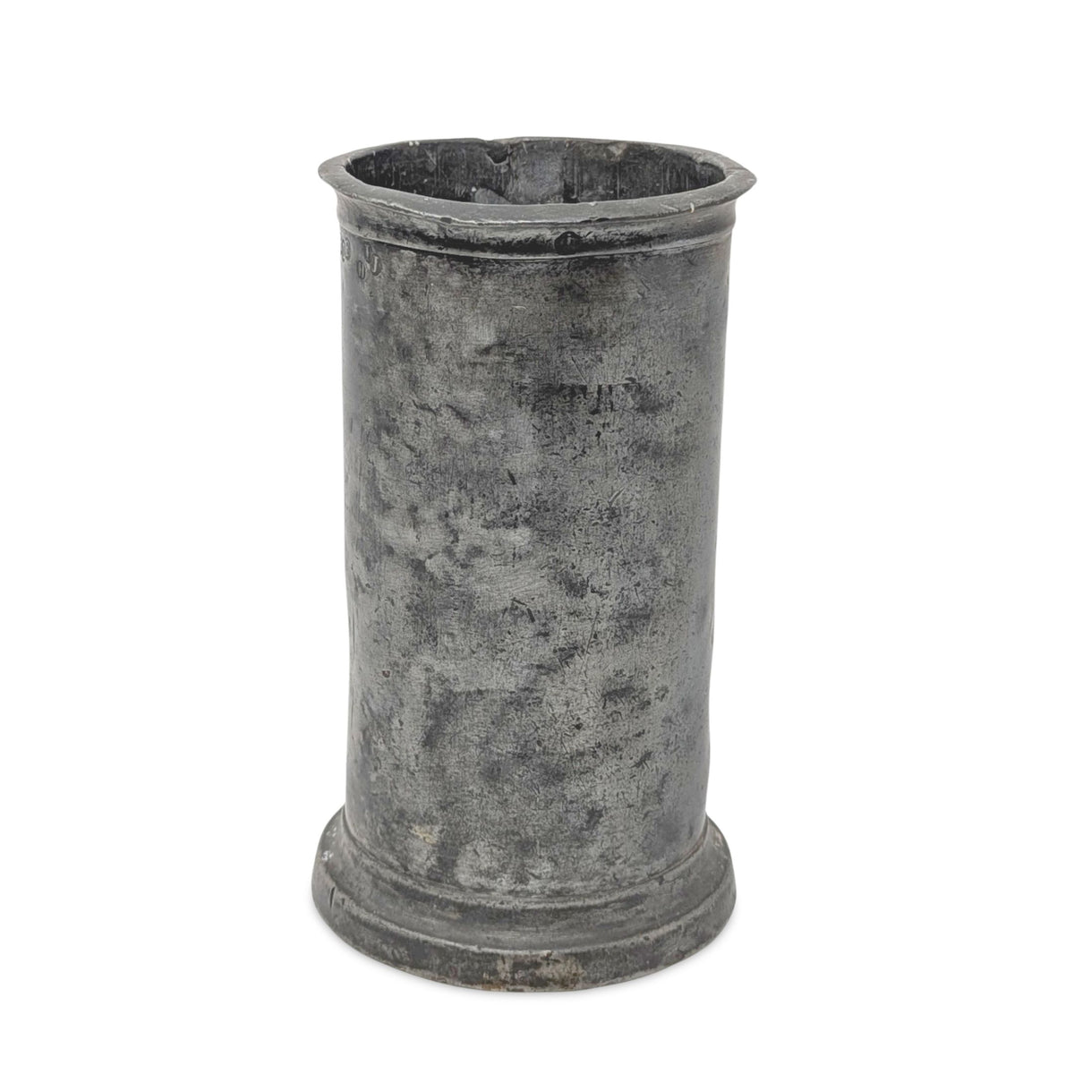 Antique 19th c. French Pewter 1 Litre Tankard, Amiens Hallmarked, 7 1/8"
