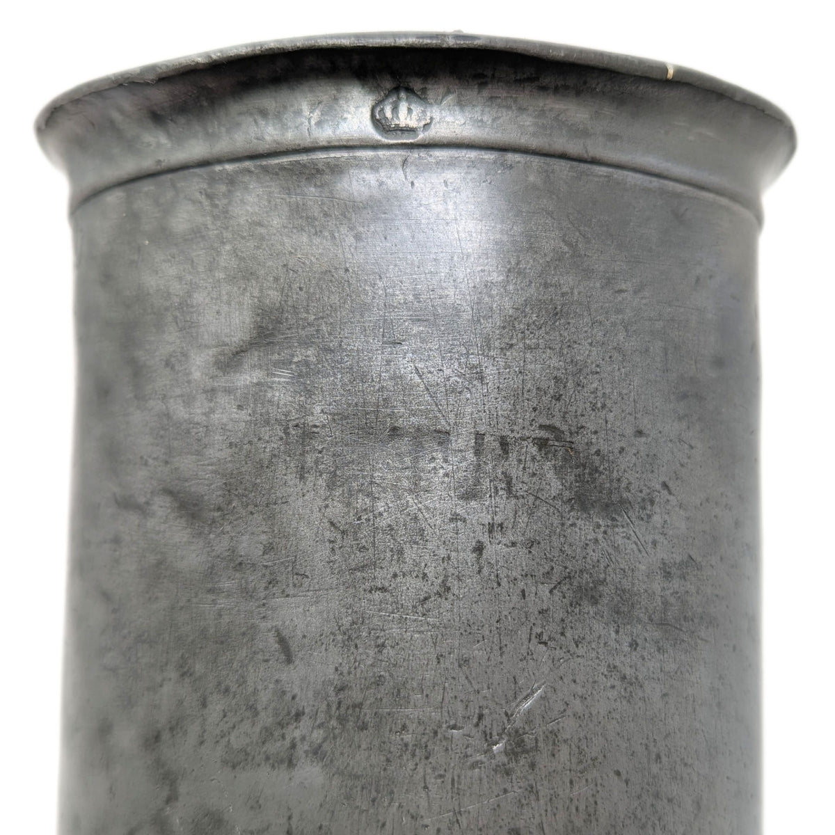 Antique 19th c. French Pewter 1 Litre Tankard, Amiens Hallmarked, 7 1/8"