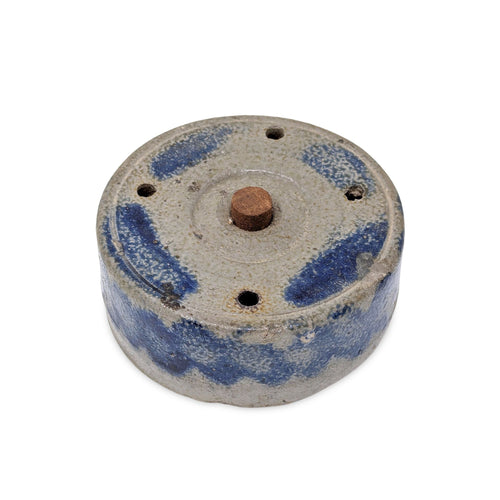 Antique 1810-1830 Baltimore Stoneware Inkwell w/ Cobalt Swag, Thomas Point MD