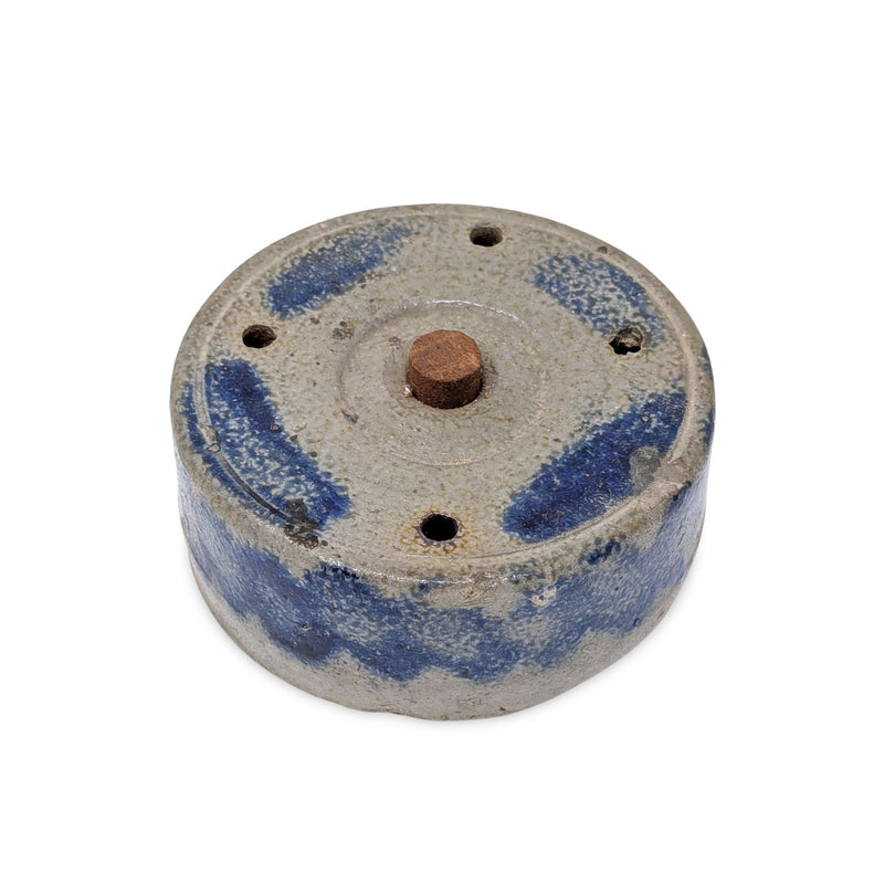 Antique 1810-1830 Baltimore Stoneware Inkwell w/ Cobalt Swag, Thomas Point MD