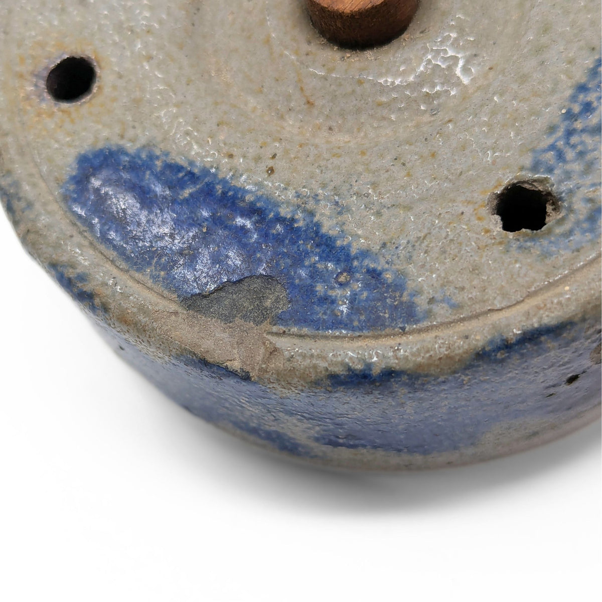 Antique 1810-1830 Baltimore Stoneware Inkwell w/ Cobalt Swag, Thomas Point MD