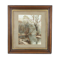 Pair of Framed Antique Chromolithographs of River Scenes by Edward J. Duval