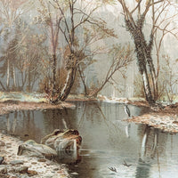 Pair of Framed Antique Chromolithographs of River Scenes by Edward J. Duval