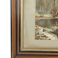Pair of Framed Antique Chromolithographs of River Scenes by Edward J. Duval