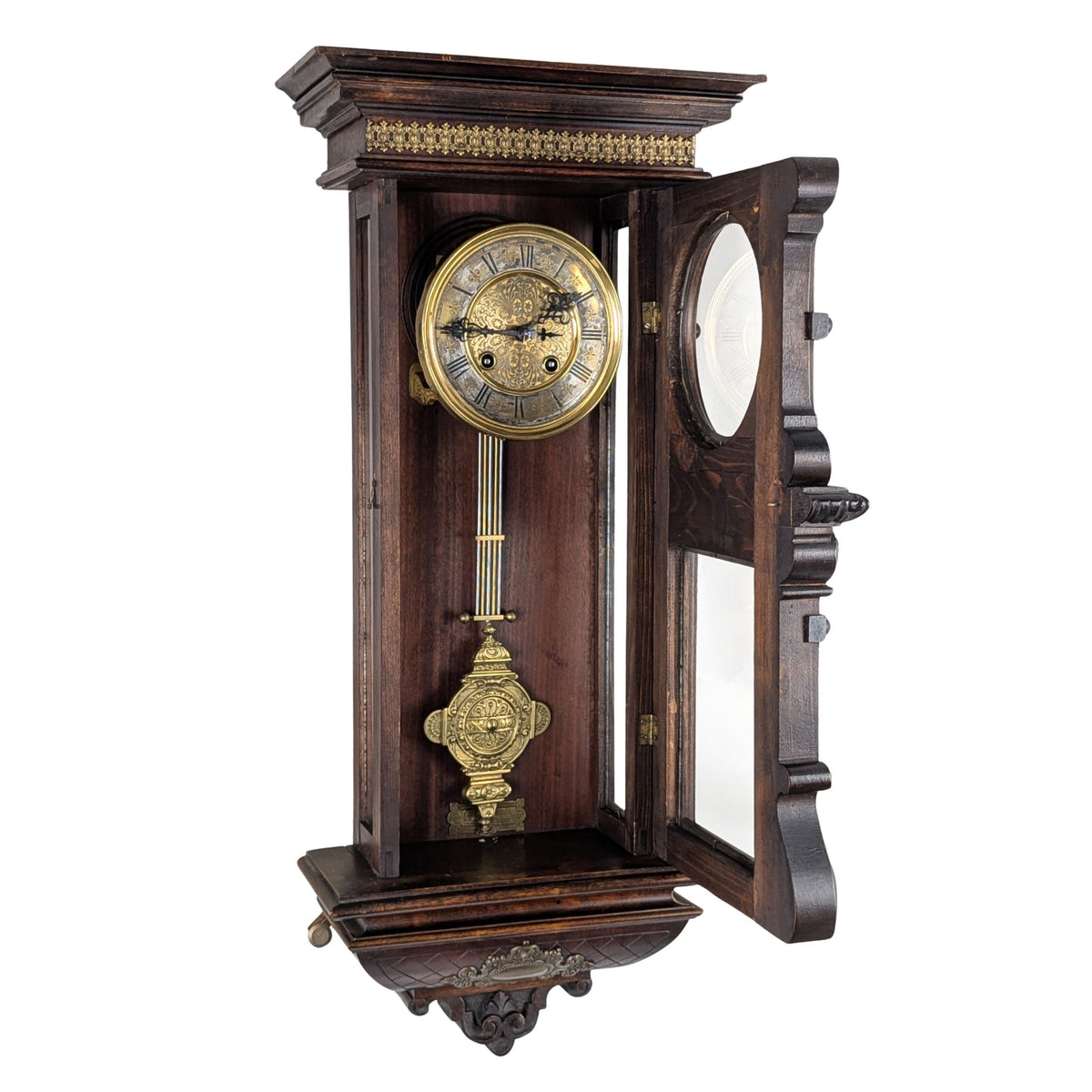 1912 Gustav Becker Freischwinger Regulator P42 Walnut Wall Clock - Running