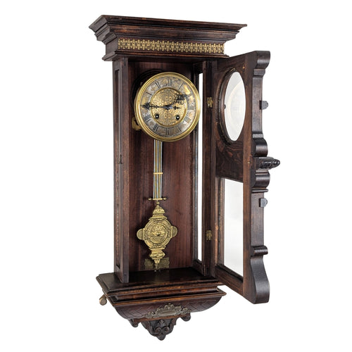 1912 Gustav Becker Freischwinger Regulator P42 Walnut Wall Clock - Running