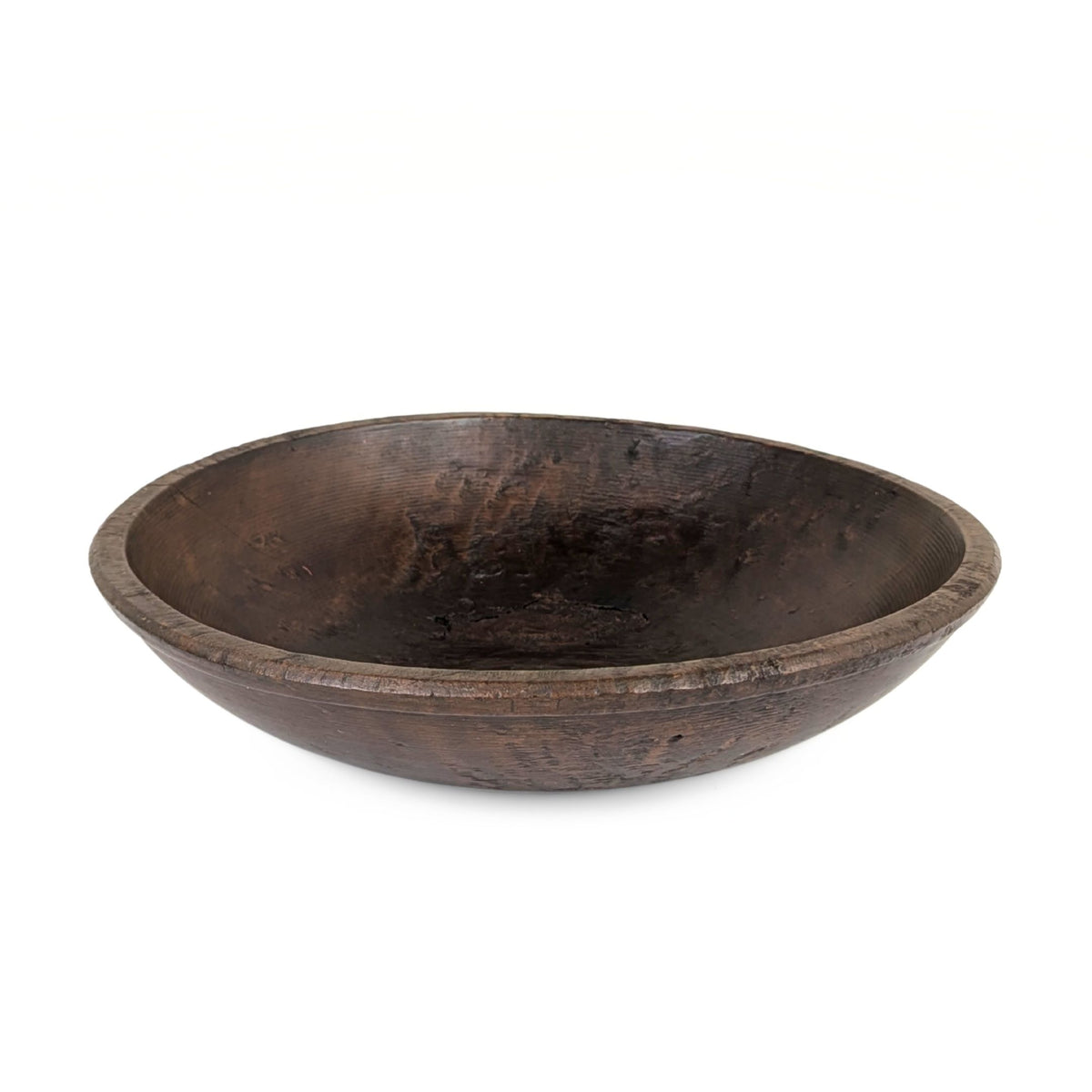Antique 19th c. Burl Wood Primitive Hand Turned Dough Bowl - 11.25"