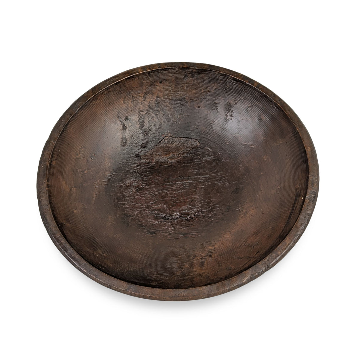 Antique 19th c. Burl Wood Primitive Hand Turned Dough Bowl - 11.25"