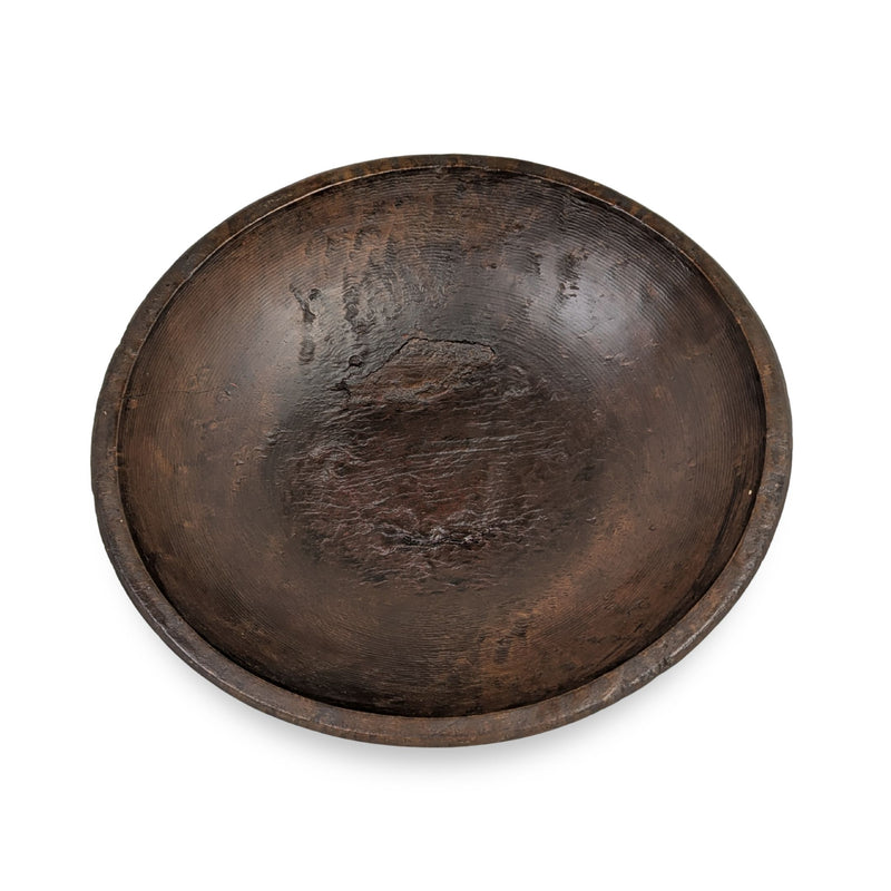 Antique 19th c. Burl Wood Primitive Hand Turned Dough Bowl - 11.25"