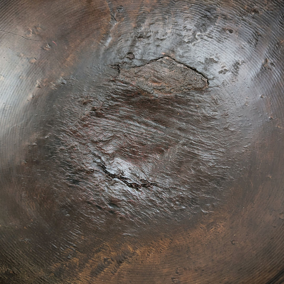Antique 19th c. Burl Wood Primitive Hand Turned Dough Bowl - 11.25"