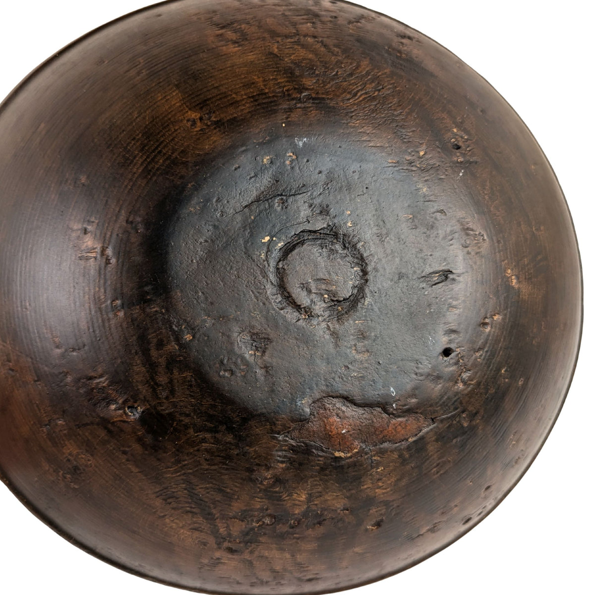 Antique 19th c. Burl Wood Primitive Hand Turned Dough Bowl - 11.25"