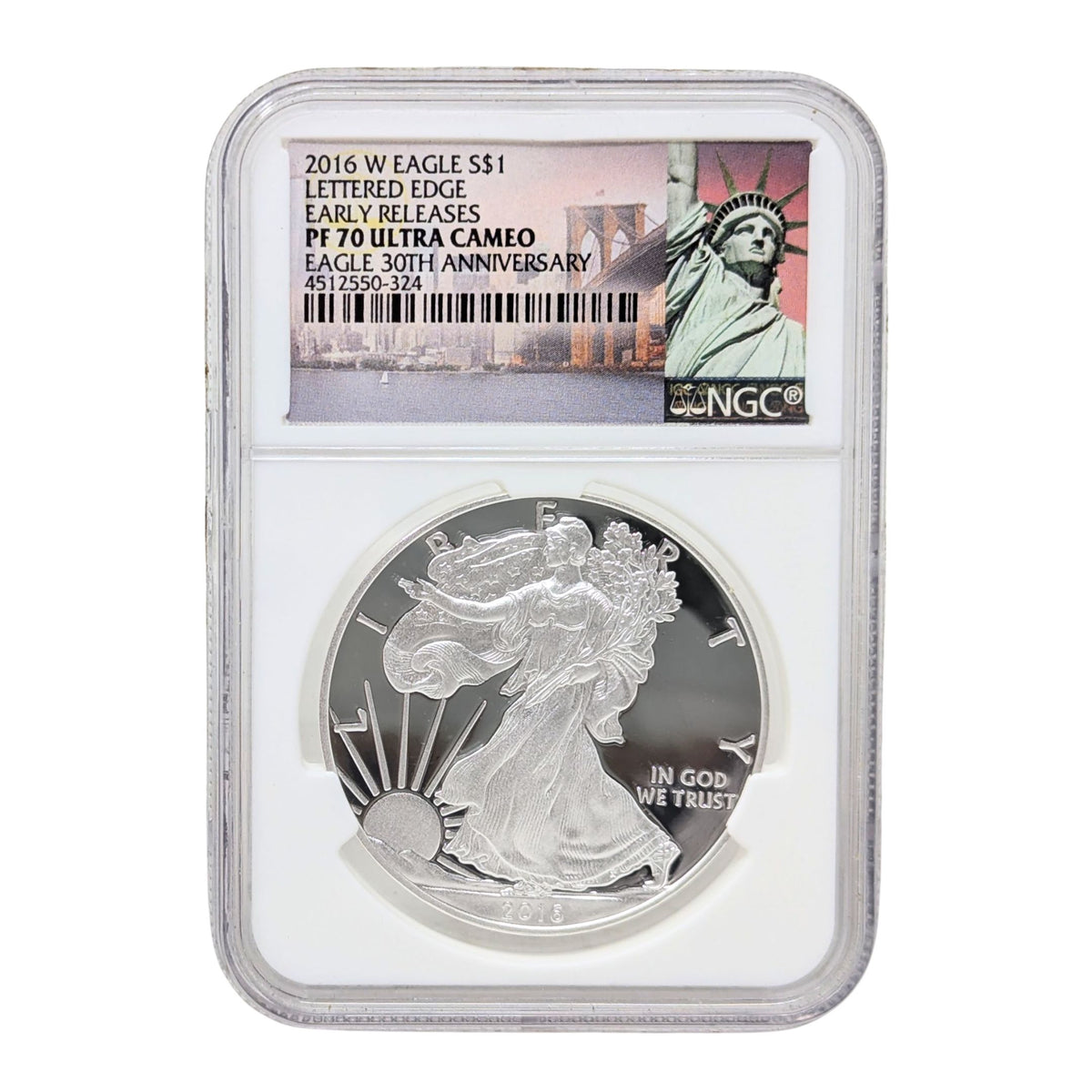 2016-W NGC PF70 UC 1oz Silver Eagle - Lettered Edge - 30th Anniversary