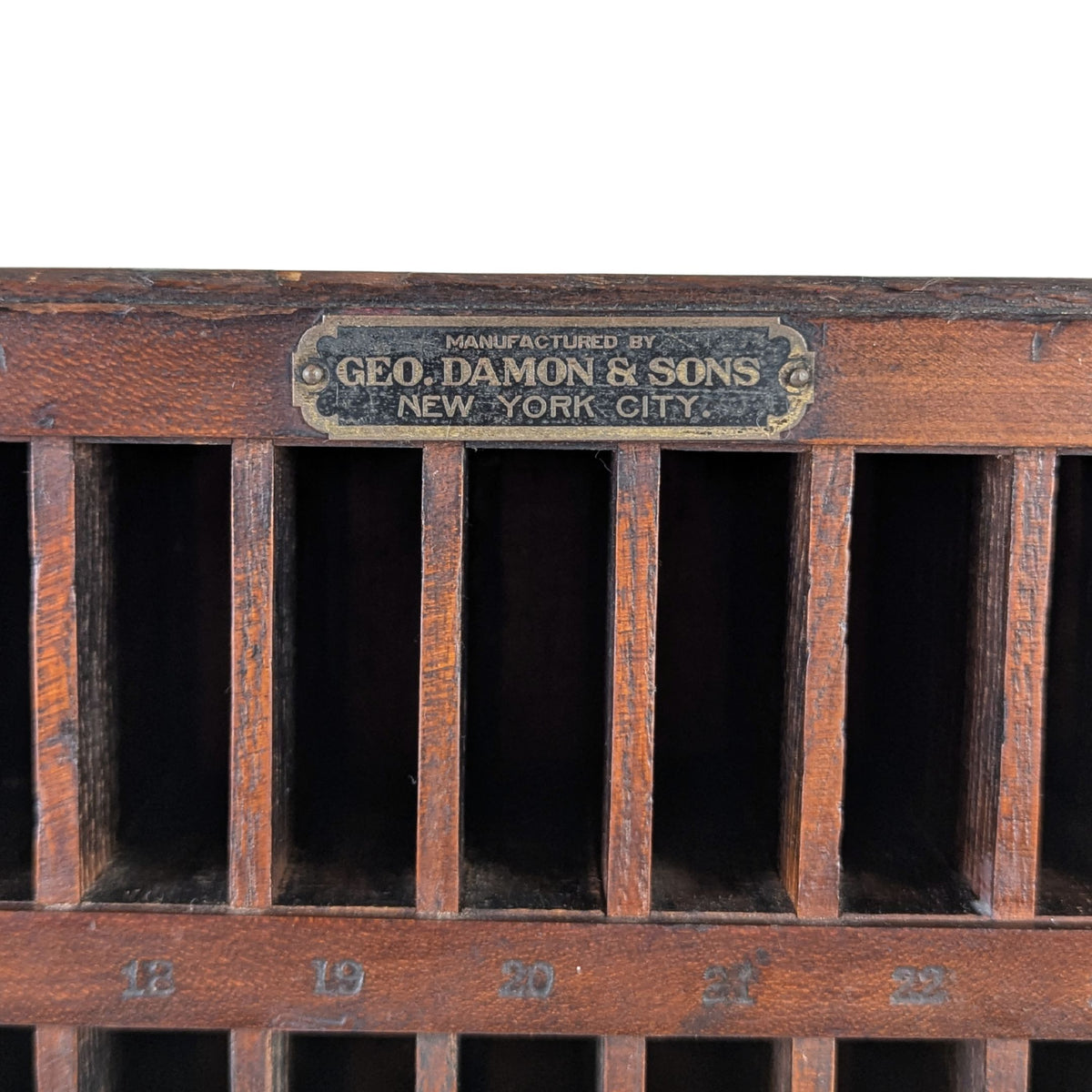 Antique Geo Damon & Sons NYC Letterpress Printers Wood Furniture/Reglet Cabinet