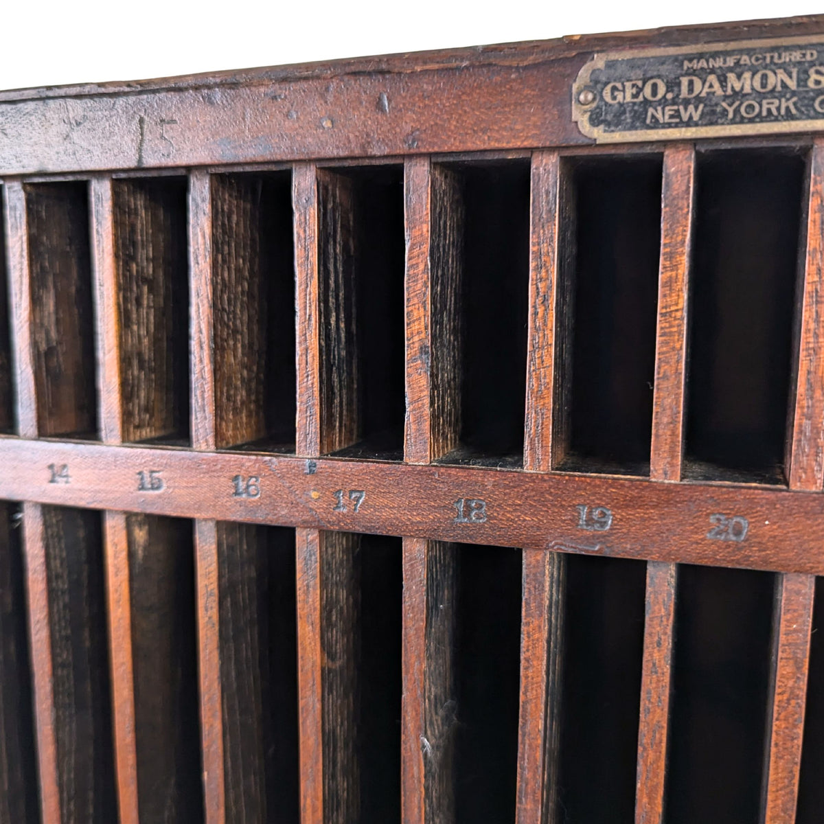 Antique Geo Damon & Sons NYC Letterpress Printers Wood Furniture/Reglet Cabinet