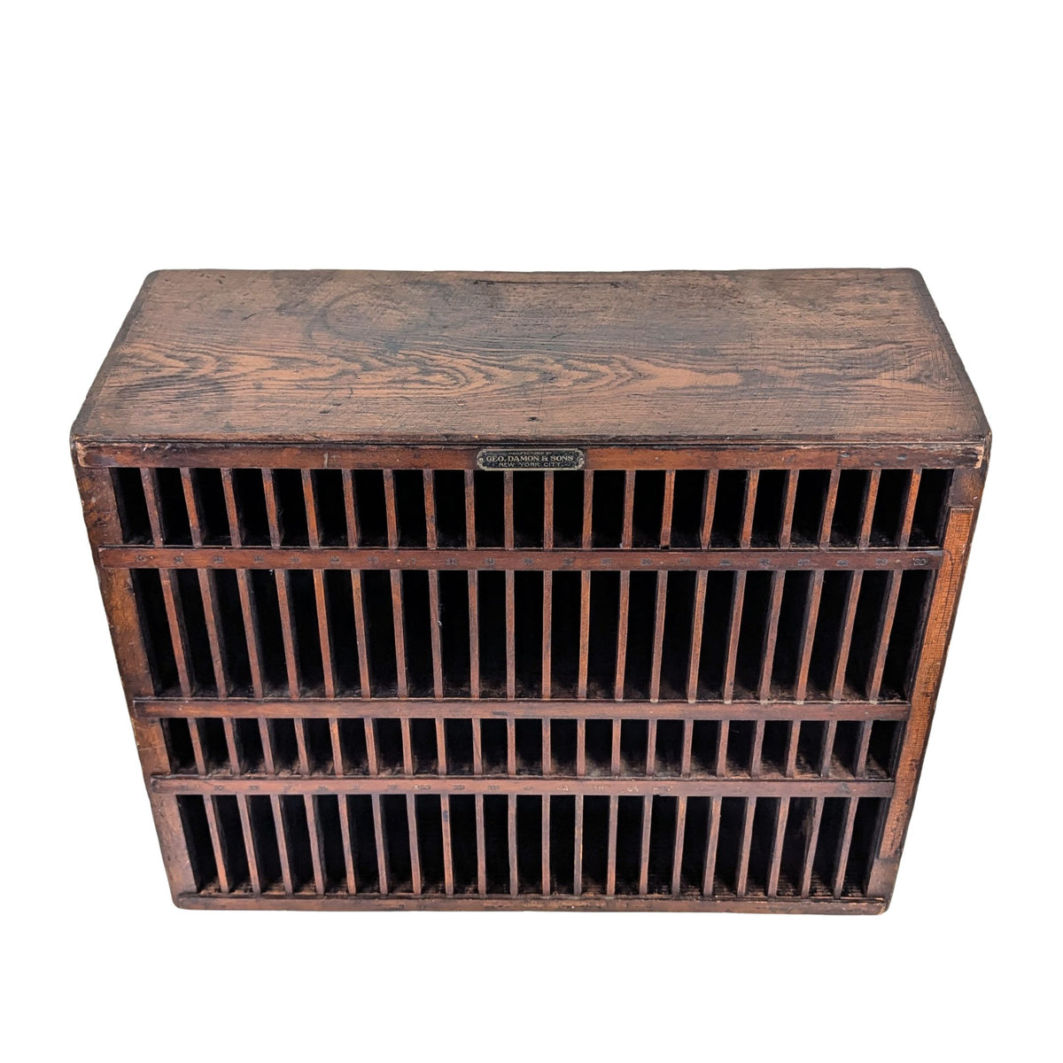 Antique Geo Damon & Sons NYC Letterpress Printers Wood Furniture/Reglet Cabinet