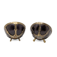 Pair of Antique Brass-Mounted Coconut Shell Tripod Bowls/Cups - Ottoman Style