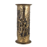 Vintage English Brass Umbrella Stand/Cane Holder, Embossed Tavern Pub Scene