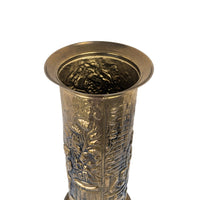 Vintage English Brass Umbrella Stand/Cane Holder, Embossed Tavern Pub Scene