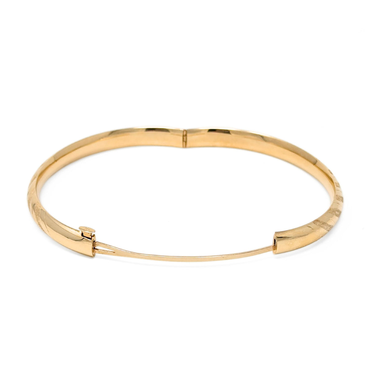 Vintage 14K Yellow Gold Diamond-Cut Hinged Bangle Bracelet, Costa Rica