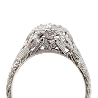 MG Lovebird Art Deco 18K White Gold OEC Diamond Filigree Engagement Ring, Sz 6.5