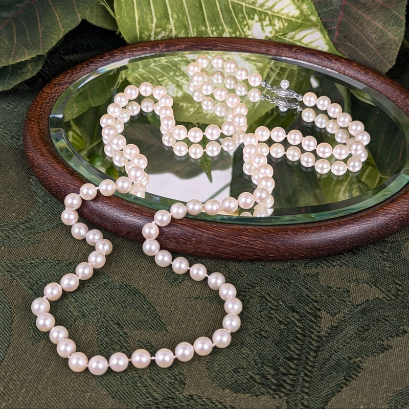 Imperial Pearl Syndicate 25" Akoya Pearl Necklace with 14K White Gold Clasp