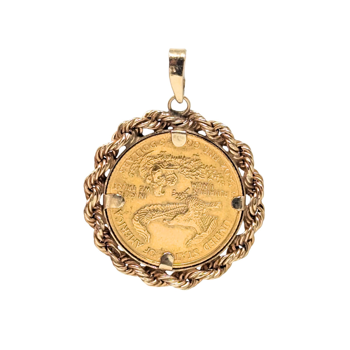 1986 1/10oz American Gold Eagle Rope Bezel Pendant