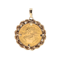 1986 1/10oz American Gold Eagle Rope Bezel Pendant