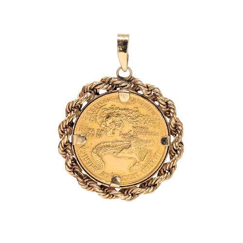 1986 1/10oz American Gold Eagle Rope Bezel Pendant