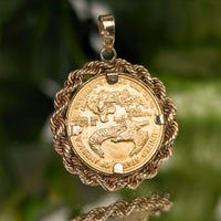 1986 1/10oz American Gold Eagle Rope Bezel Pendant