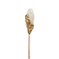 Antique Victorian 9K Gold Baroque Pearl Stick Pin, 11mm - XRF Tested